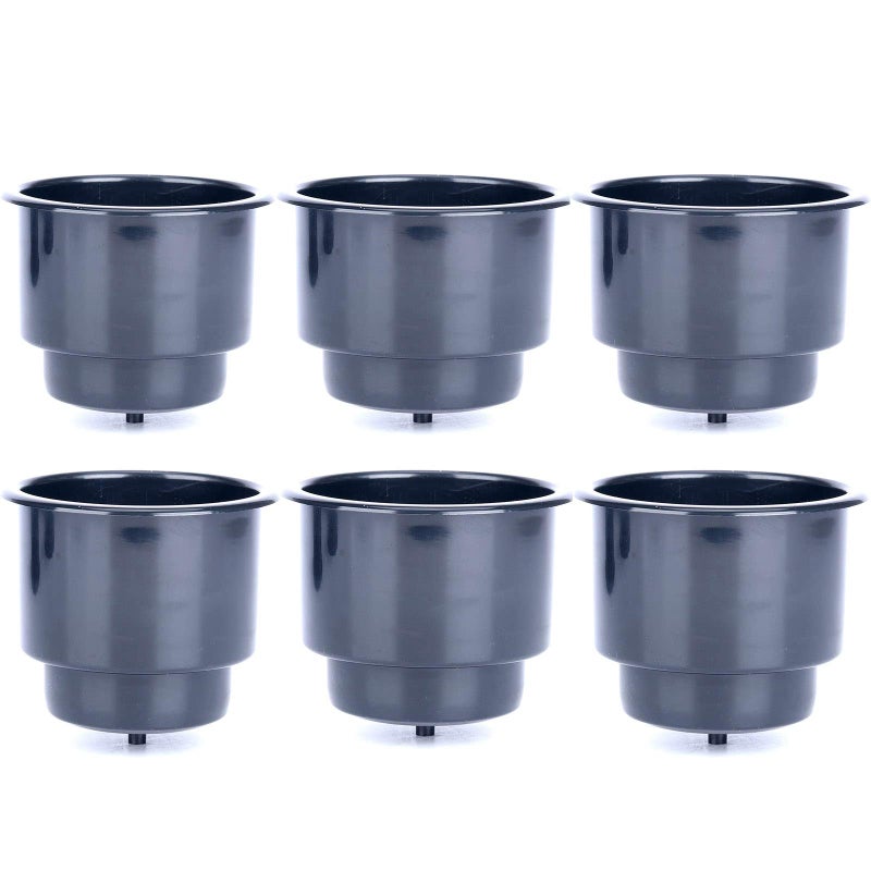 Amarine Made Boat Cup Holders for Drinks, Recessed Plastic Cup Drink Can Holder with Drain Hole for Boat Truck Car Table Black (6), Marine Cup Holder, Boat Cup Holder Insert - Image 1
